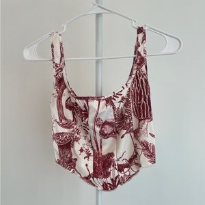 cream and red crop top